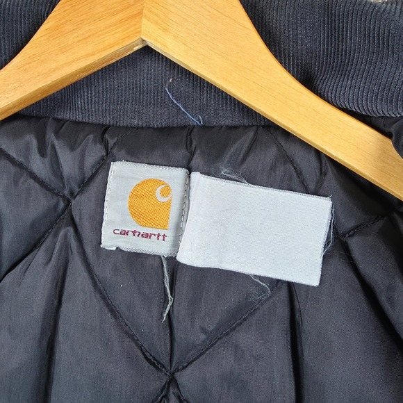 Vintage Carhartt C26 NVY Navy Mens Blue Work Chore Coat Jacket Size Large - Picture 8 of 16